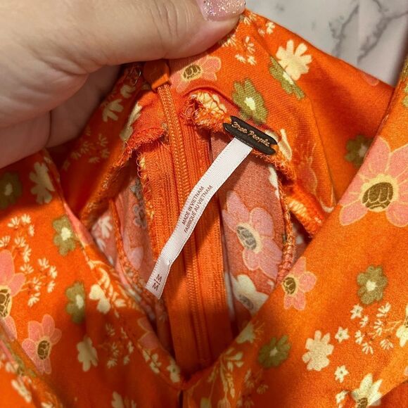 Free People It Takes Two Floral Print Deep Tie V-Neck Mini Dress - Picture 5 of 8